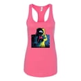thumbnail image 2 of Wild Bobby, Colorful Cosmic Neon Astronaut Lunar Spaceman Moon Galaxy, Fashion, Women Racerback Tank Top, Hot Pink, Large, 2 of 4