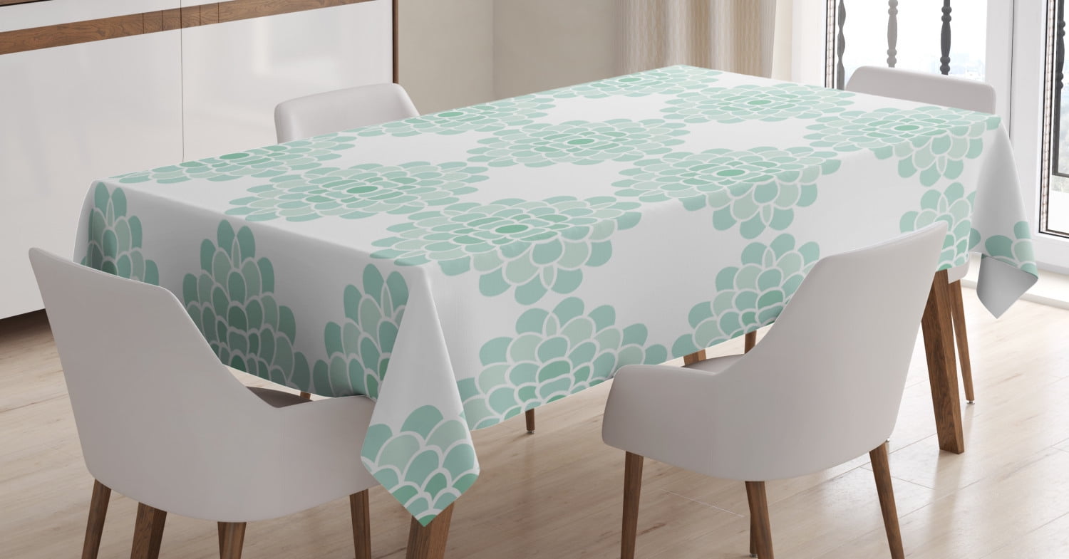 Ambesonne Aqua Tablecloth Rectangular Table Cover, Line Stripes Bold