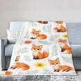 thumbnail image 3 of Cute Fox Woodland Blanket Cartoon Fox Throw Blanket Soft Cozy Flannel Animal Blanket Kids Nursery Room Decor Baby Gift Blanket 50x40, 3 of 6