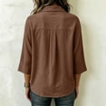 thumbnail image 4 of Gaukiv Womens Shirts Three Quarter Sleeve Collared Blouse Loose Fit Summer Tops Coffee S, 4 of 4