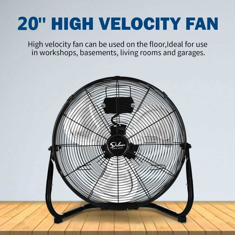 SUGIFT 20 Inch 3-Speed Industrial Grade Electric Plug-In High Velocity Floor  Fan Quiet for Indoor Home, Bedroom, Garage, Basement, and Work Shop Use -  Walmart.com