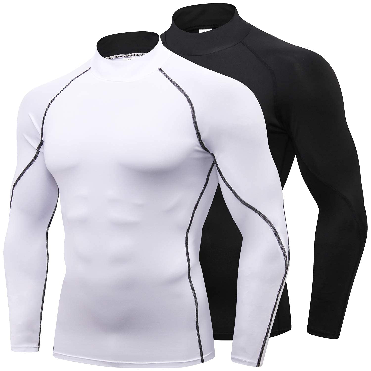 Men's Pro Performance Compression Shirt Long Sleeve Base Layer Thermal Top Mock 