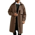 thumbnail image 2 of Mens Trench Coat Slim Fit Notched Collar Fall Winter Single Pea Coat Warm Soft Overcoat, 2 of 5