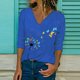thumbnail image 1 of ICHUANYI Clearance Women Ladies Plus Size Casual Long Sleeve Print V-neck Pullover Tops Shirt ICHUANYI "ICHUANYI", 1 of 3