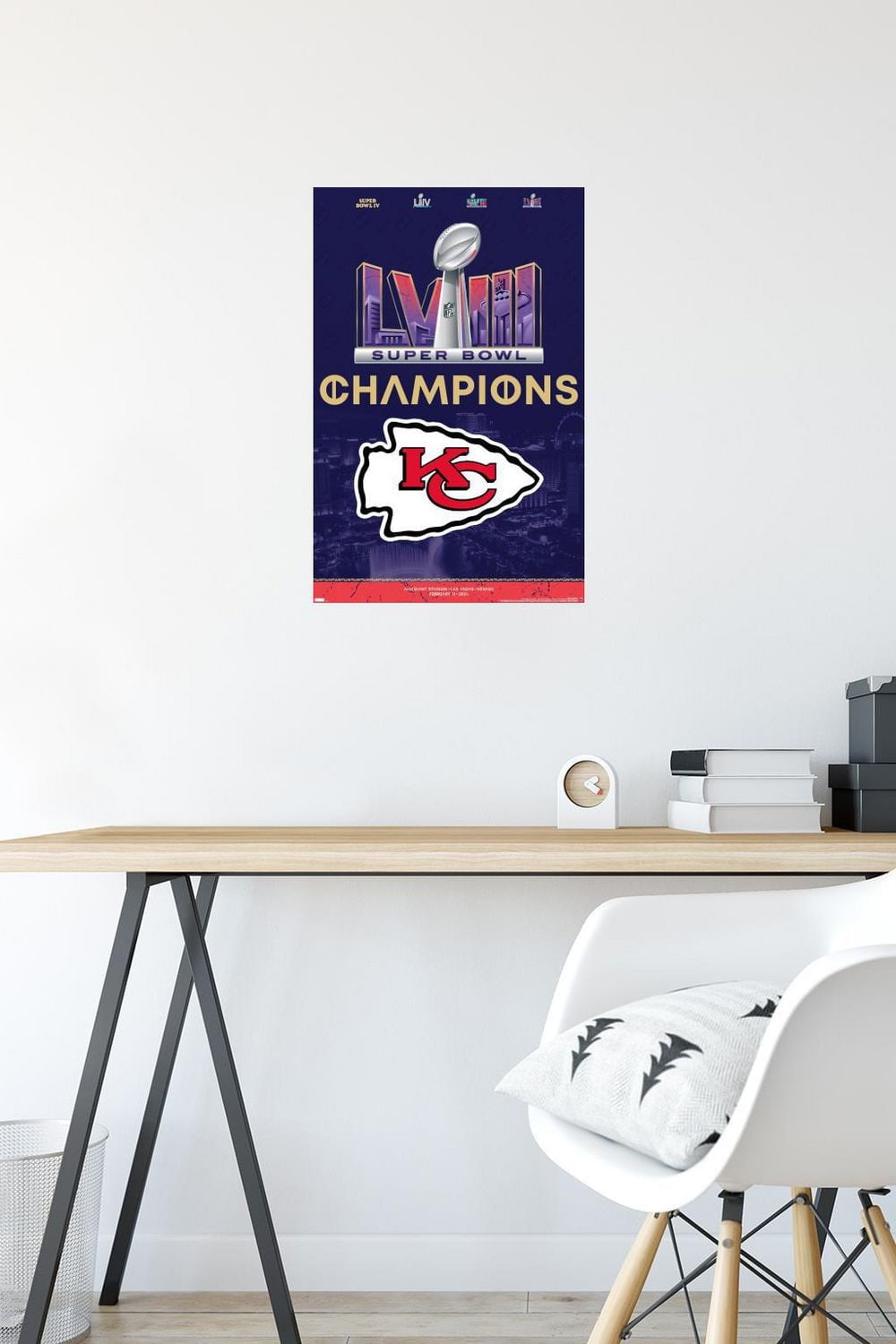 NFL Kansas City Chiefs - Super Bowl LVIII Team Logo Wall Poster with Pushpins, 22.375" x 34"
