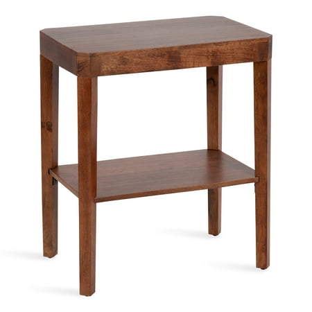 kate and laurel talcott mid-century rectangle side table  22 x 14 x 26  walnut brown  modern end table for use as a bedroom nightstand or living room accent