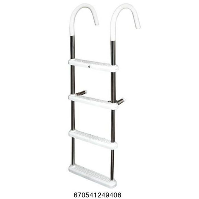 4 Step Gunwale 11 in. Hook Boat Ladder - Stainless Steel