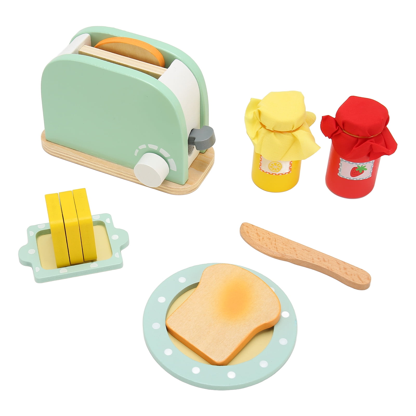 Ymiko Kids Toaster Toy Mild Colors Toaster Toy Set Solidwood Hand Eye Coordination For Game Yellow