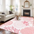 thumbnail image 3 of Coastal Pink Washable Rug 5x7 Area Rug for Living Room Bedroom Non Slip Indoor Floor Rectangle Carpet Soft Low Pile Large Ocean Coral Starfish Shell Modern Sea Entryway Rugs for Dining Room Office, 3 of 9