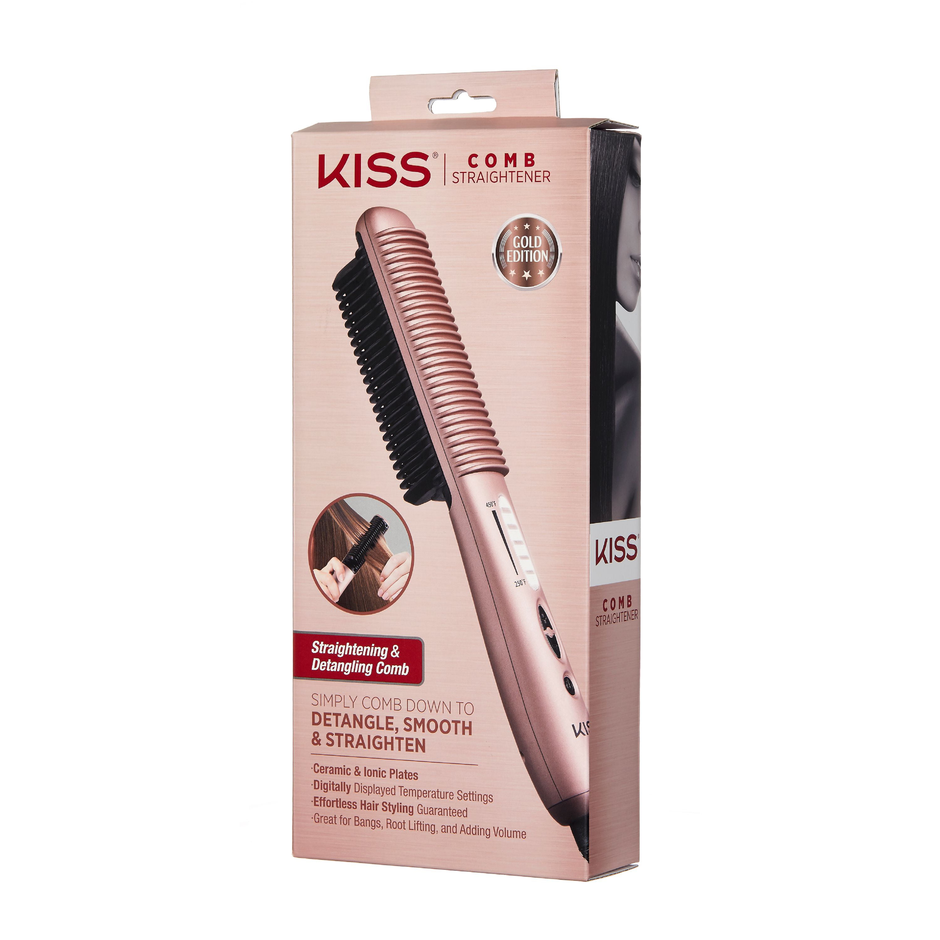 Kiss Professional Ceramic Hair Straightening Brush/Styling Comb Gold  Edition 