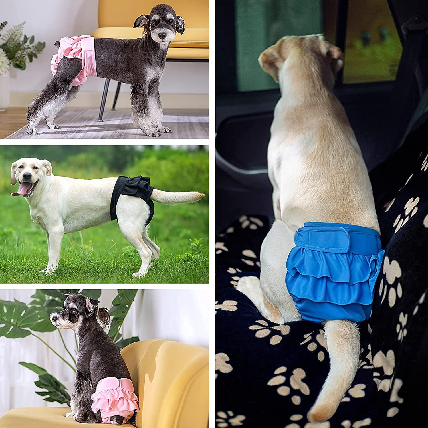 Washable Female Dog Diapers, Puppy Diapers for Dog Period Reusable Doggie Diapers, Highly Absorbent Dog Heat Panties