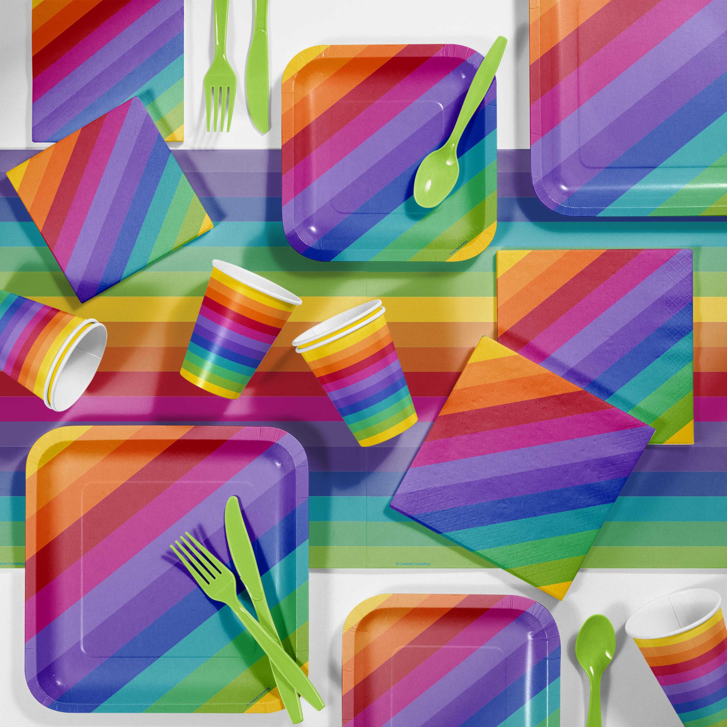 Rainbow Party Supplies Kit, Serves 8 Guests