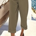 thumbnail image 3 of MORTTIC Women's Fashion Solid Color 2-Piece Set Cross V-Neck Top & Wide Leg Jumpsuit with Pockets Casual Outfit Khaki，S, 3 of 4