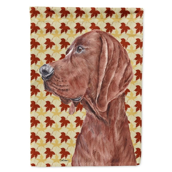 Redbone Coonhound Fall Leaves House Flag