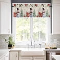 thumbnail image 3 of Christmas Tree Snowman Kitchen Curtains and Valances Set, Winter Snowflakes Red Flowers Linen Rod Pocket Window Valance Window Curtain Panels for Living Room Bedroom Laundry, 27.5x24in, 3 Pieces, 3 of 7