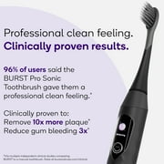 Burst Pro Sonic Toothbrush, Rechargeable Electric Toothbrush, Pressure Sensor, Black