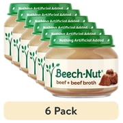 (6 pack) Beech-Nut Stage 1 Baby Food, Beef & Beef Broth, 2.5 oz Jar