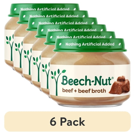 (6 pack) Beech-Nut Stage 1 Baby Food, Beef & Beef Broth, 2.5 oz Jar