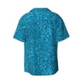 thumbnail image 2 of Haiem Blue Glitter Men's Casual Shirts Short Sleeve Button Down Shirts Fashion Textured Summer Beach Shirt-4X-Large, 2 of 7