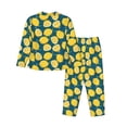 thumbnail image 2 of Goofa Lemon Printed Women’s 2 Piece Pajama Set Super,Pajamas Women's Long Sleeve Sleepwear Soft Button Down Loungewear Pjs Lounge Set Nightwear-Small, 2 of 9