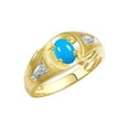 thumbnail image 3 of RYLOS Men's Rings 14K Yellow Gold Rings Classic Designer Style 8X6MM Oval Gemstone & Diamond Ring Turquoise December Birthstone Rings For Men Size 10, 3 of 7