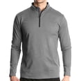 thumbnail image 1 of Camisas deportivas activas de secado rápido para hombre, sudadera para correr de manga larga con cremallera de un cuarto, sudadera para exteriores (gris claro), 1 of 5