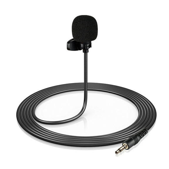 Mini Clip-on Lapel Lavalier Condenser Microphone with 3-Pin 3.5mm Plug 3 Meters Cable for Live Stream/Recording/Interview Compatible with Desktop Computer/Camera/Video Camera/Sound Card