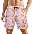 thumbnail image 2 of Sunyuer Men's Swim Trunks with Compression Liner 2-in-1 Drawstring Swimming Shorts Quick Dry Beach Board Shorts with Pockets, Pink Pickleball Racquets, L, 2 of 8