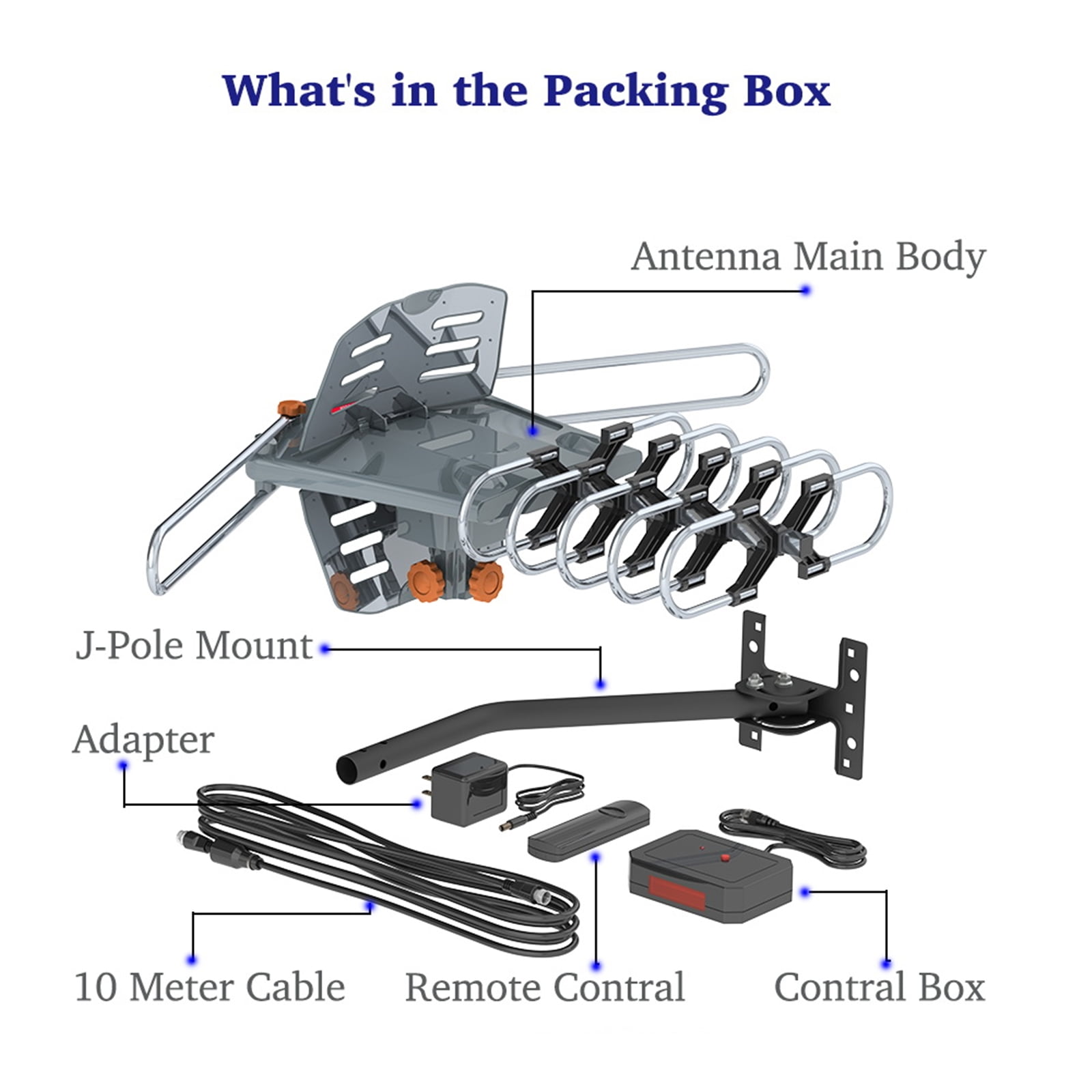 360° UV Dual-band Outdoor Antenna with Stand Black