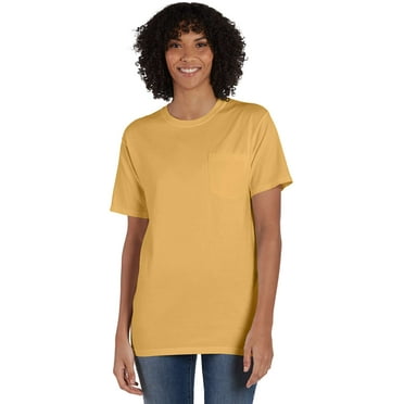 Hanes Mens ComfortWash Garment Dyed Short Sleeve Pocket Tee, L, Artisan_Gold