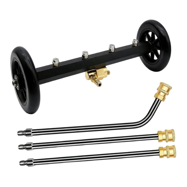 Limpiador de tren de aterrizaje de hidrolavadora de 16 pulgadas, accesorios de conector rápido de 1/4 con 3 varillas de extensión para lavador de tren negro