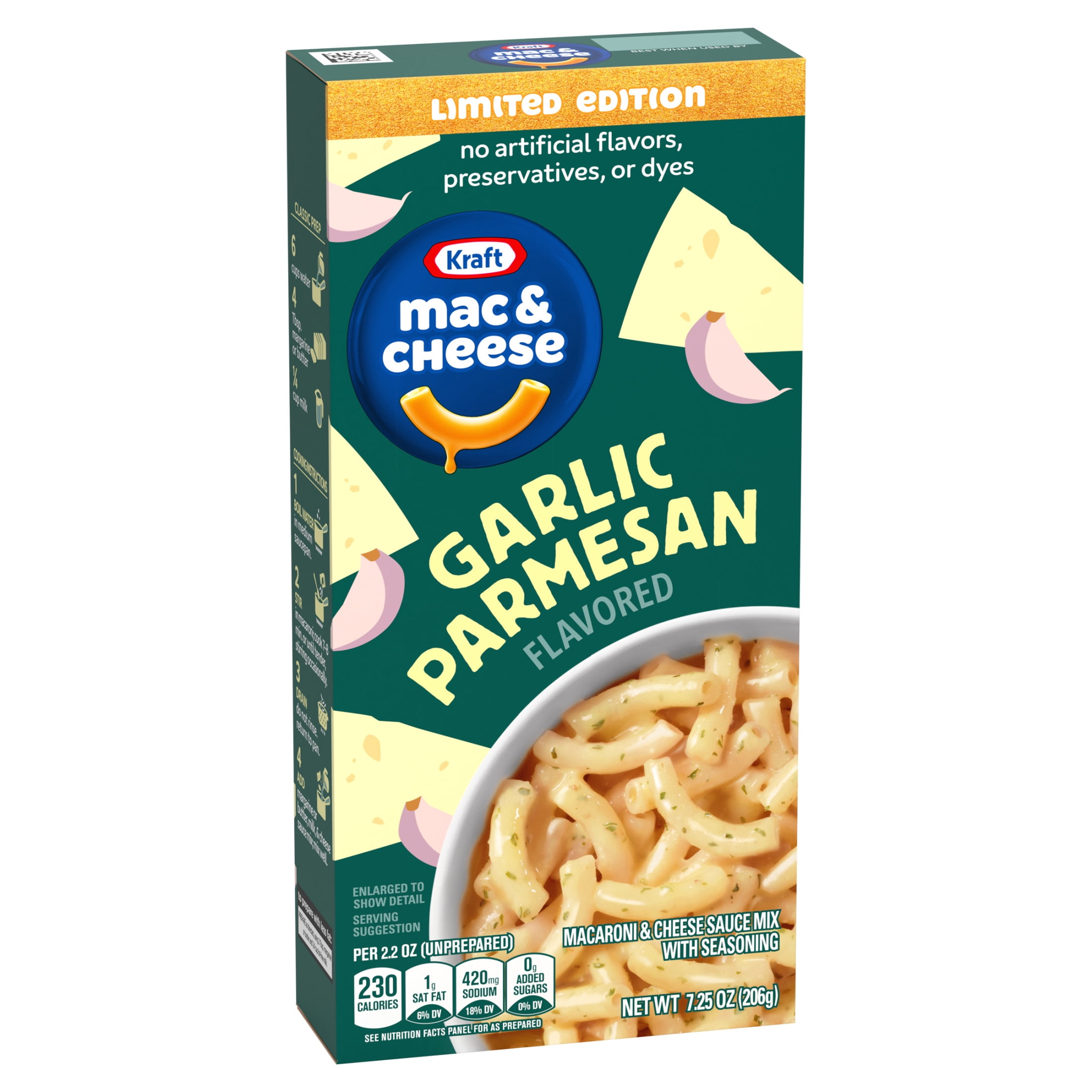 Kraft Garlic Parmesan Flavored Mac & Cheese Macaroni and Cheese Sauce Mix, Dinner Sides, 7.25 oz Box
