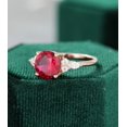 thumbnail image 2 of Ruby Engagement Ring Rose Gold Unique Cluster Wedding Women Vintage Marquise cut Diamond/Moissanite Bridal Anniversary Gift Ring, 2 of 4