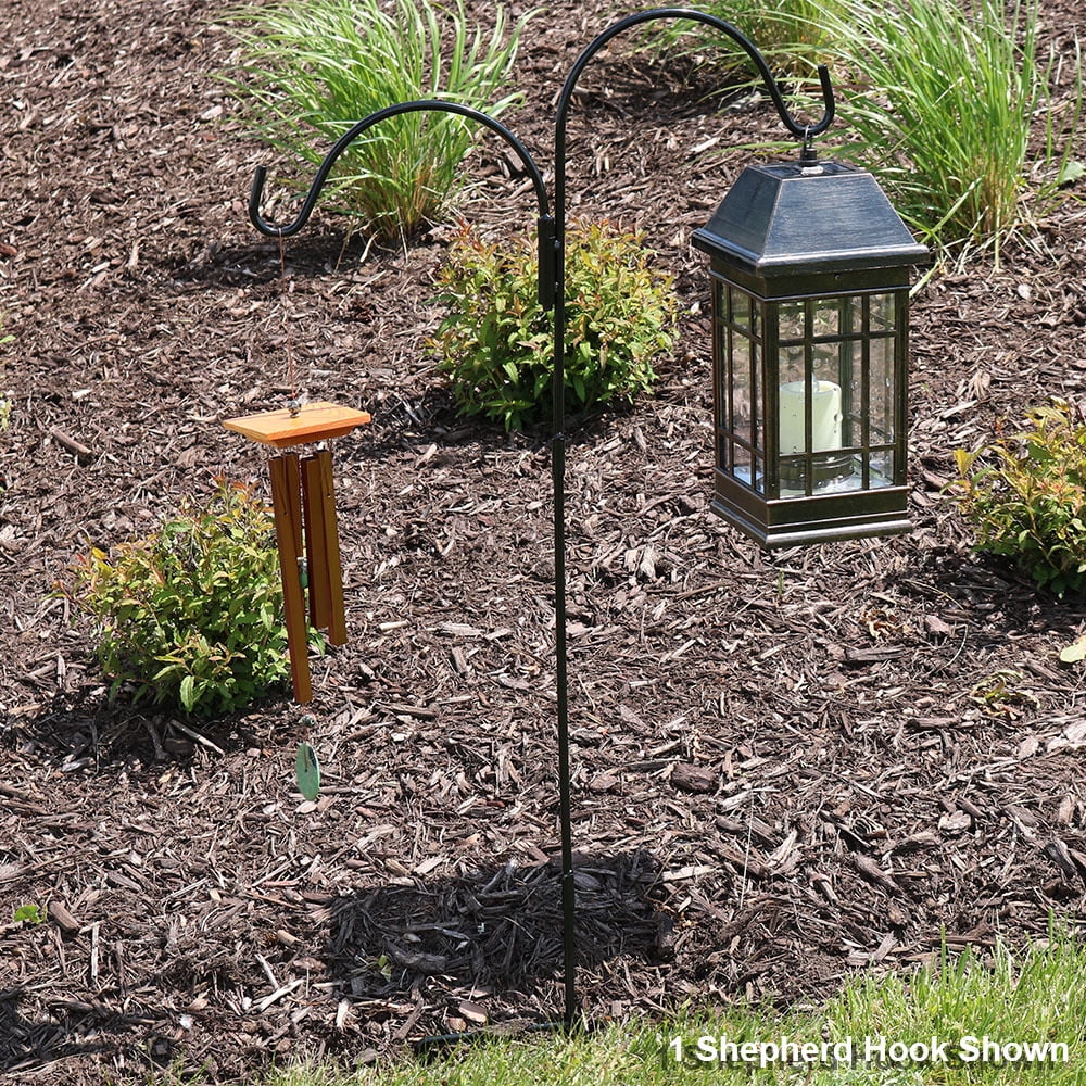 Sunnydaze Outdoor Heavy Duty Double Shepherd Hook Garden Poles For Hanging Bird Feeders And Plants 48 Inch Tall Set Of 2 Black Walmart Com Walmart Com