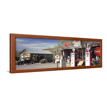 Store with a Gas Station on the Roadside, Route 66, Hackenberry, Arizona, USA Framed Print Wall Art By Panoramic