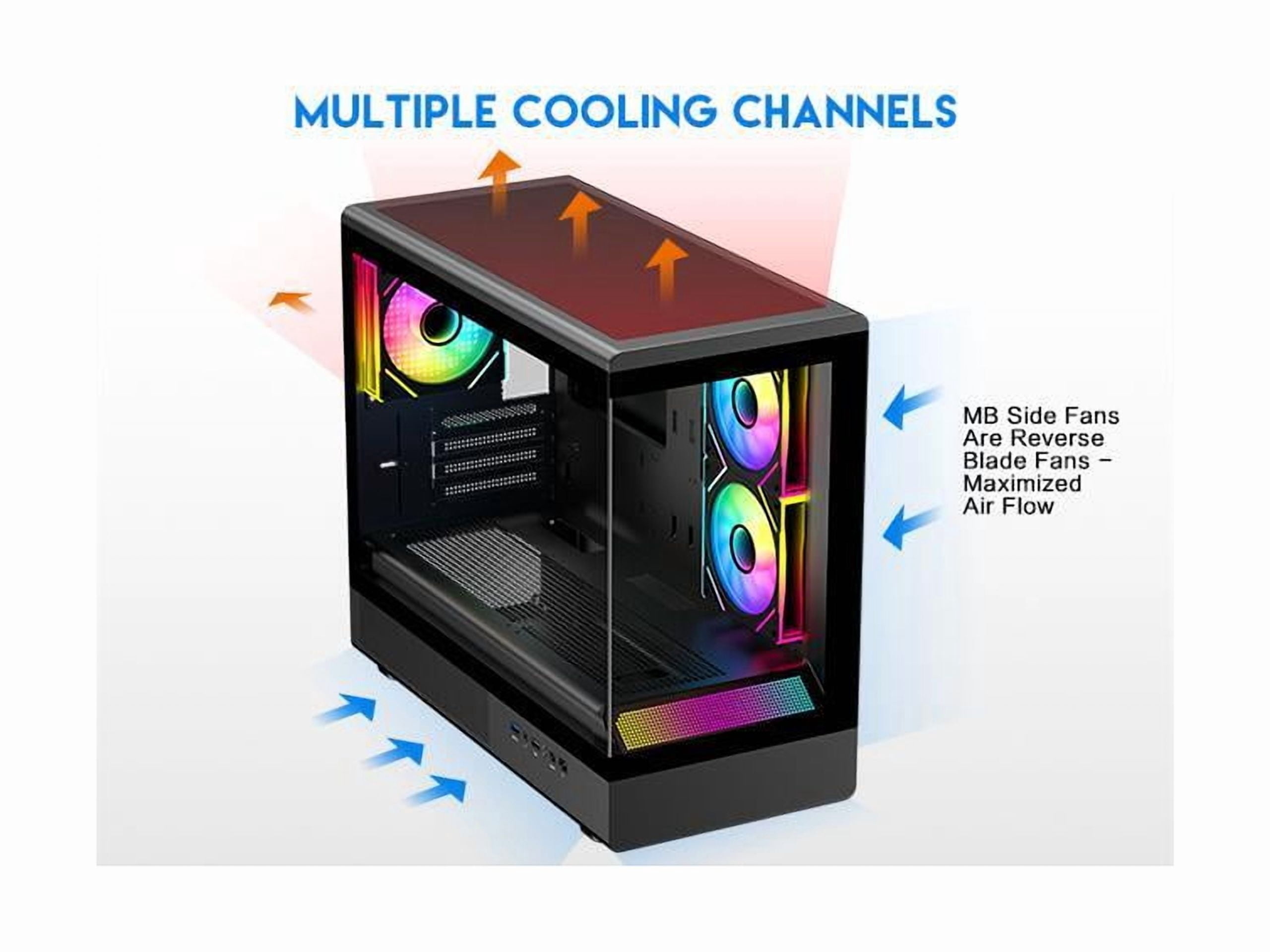 DIYPC ARGB-M1-BK Black USB3.0 Tempered Glass Micro ATX Gaming Computer Case w/ Dual Tempered Glass Panel and 3 x ARGB PWM Fans (Pre-Installed)
