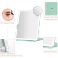 thumbnail image 5 of LED Foldable Travel Makeup Mirror - 7x9 inches 3 Colors Light Modes USB Rechargeable Touch Screen, Portable Tabletop Cosmetic Mirror for Travel, Cosmetic, Office (Green), 5 of 6