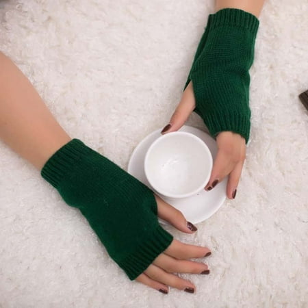 

Dadaria Winter Gloves Women Girl Knitted Arm Fingerless Warm Winter Gloves Soft Warm Mitten Army Green Women