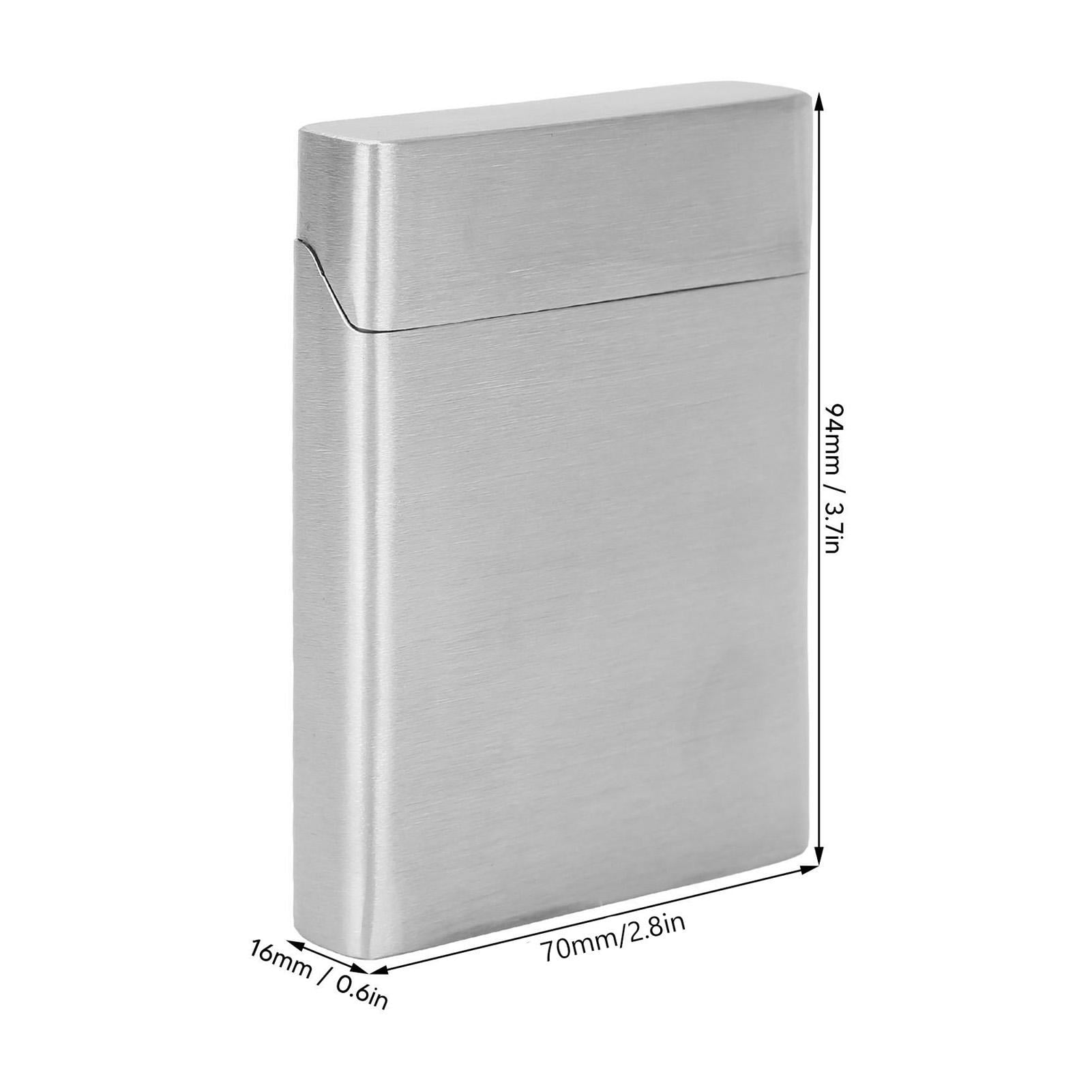 LAZIOEGR Stainless Steel Cigarette Holder Case Large Capacity Portable Hard-Shell Metal Box for 20 Cigarettes (3.94 inches / 10 cm, Silver)