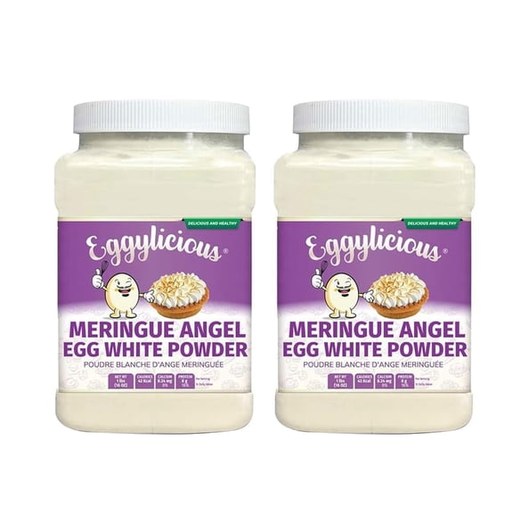Eggylicious - PACK of 2 - Meringue Powder – Made w/ Pure Egg Whites - Gives Body & Stability to a variety of icings – For Homemade Filling/Royal Icing/Cake Decorations– Preservatives Free – 1lb Jar