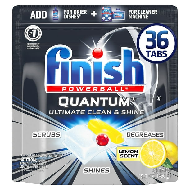 Finish Quantum Powerball, 36ct, UltraDegreaser w. Lemon, Dishwasher Detergent Tabs Walmart