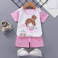 thumbnail image 2 of UngA Toddler Baby Girl Summer Clothes 3 6 12 18 24 Months 2T 3T 4T 5T Dinosaur Cotton Short Sleeve Tshirts Tops + Shorts Set Toddler Baby Outfits for Boys (Light Pink,18-24 Months), 2 of 4