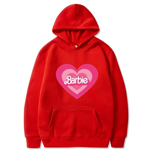 Barbie Women'S Plus Velvet Sweatshirt Solid Color Letter Print Kangaroo Pocket Drawstring Print Hoodie