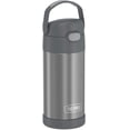 thumbnail image 2 of Botella de pajita de acero inoxidable aislada al vacío de 12 onzas THERMOS FUNTAINER para niños gris, 2 of 3