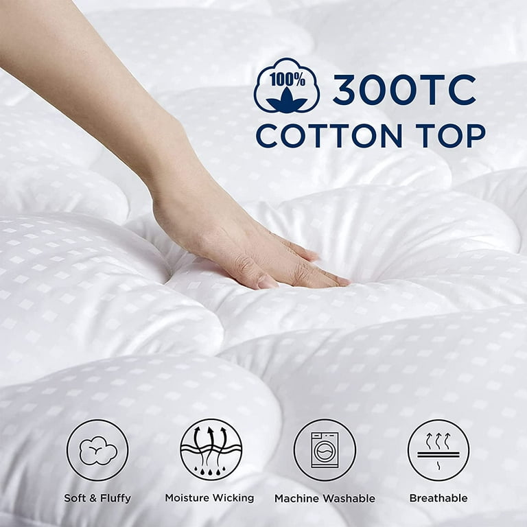  Cooling Mattress Topper Queen for Back Pain, Extra Thick Mattress  Pad Cover, Plush Pillow Top Overfilled with Down Alternative, Deep Elastic  Pocket, Navy : Home & Kitchen