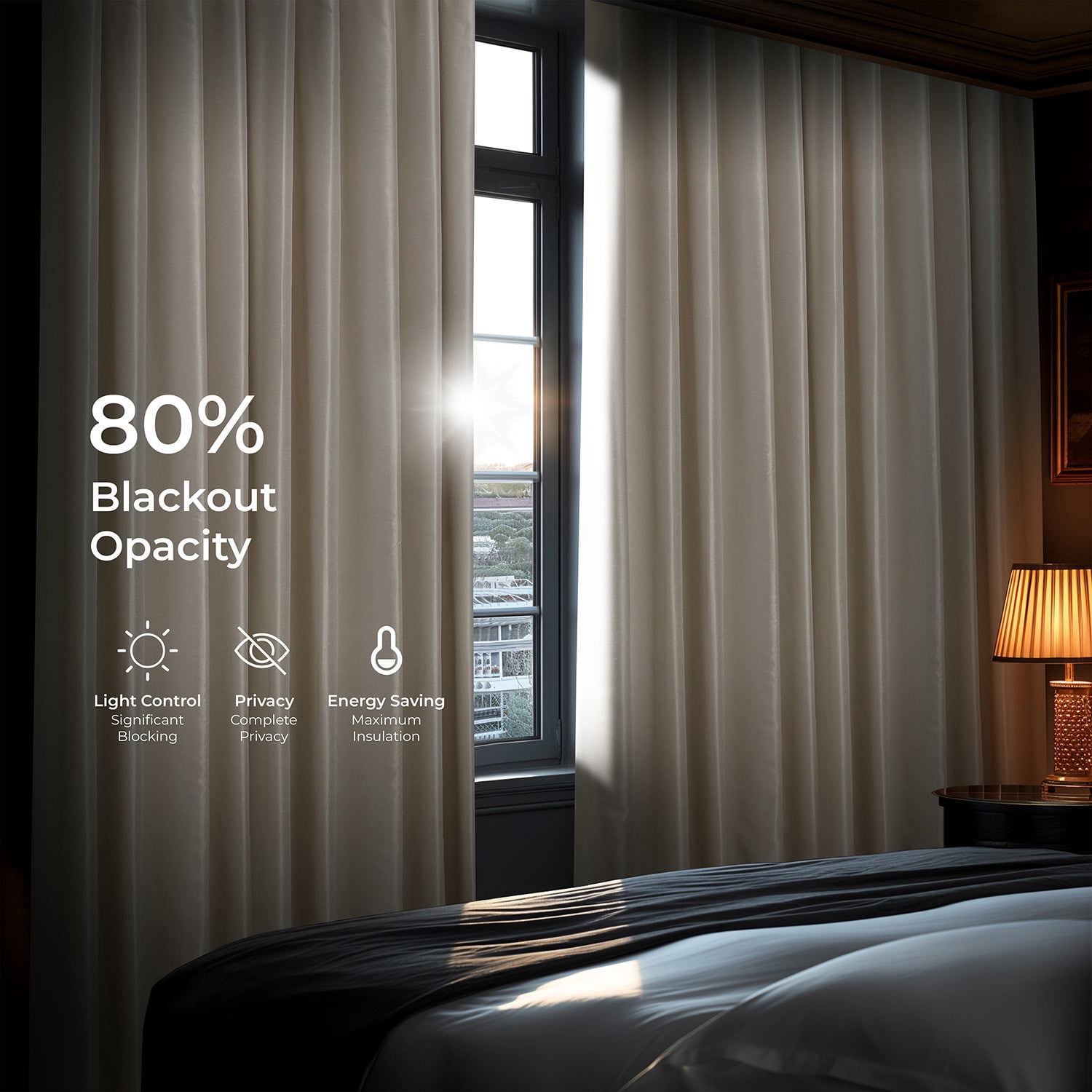Half Price Drapes Off White Silk Blackout Curtains for Bedrooms(1 Panel),50WX 120L