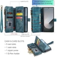 thumbnail image 3 of Funda billetera para Samsung Galaxy Z Fold 6 con [Soporte para bolígrafo S], Soporte para Tarjeta, Bolsillo Magnético con Cremallera, Correa para el cordón, Billetera con tapa de cuero, 3 of 8