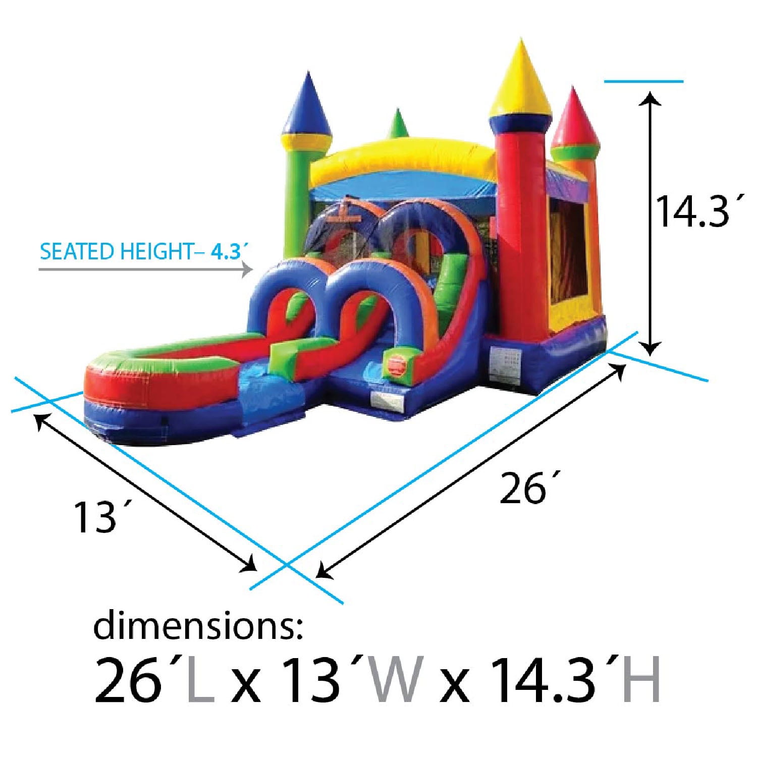 TentandTable Kids Inflatable Water Slide Bounce House Combo with Blower, Rainbow