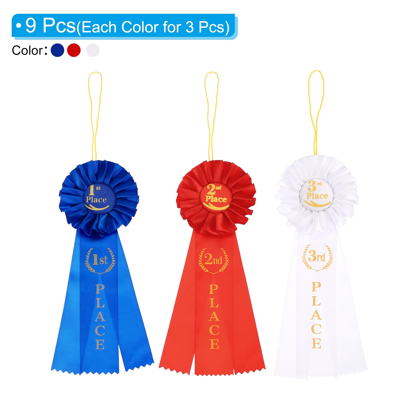 Uxcell Blank Award Ribbon, Ribbon Honorable Prize Recognition Ribbon, 3Color 3Pcs