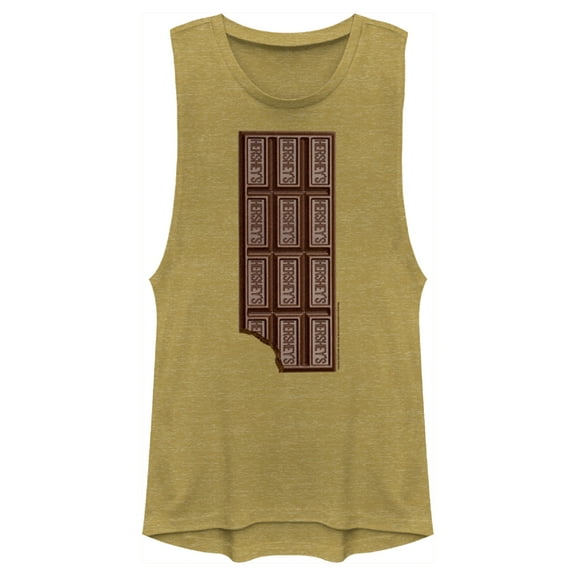 Junior's HERSHEY'S Classic Bar Bite Festival Muscle Graphic Tee Gold Heather X Large